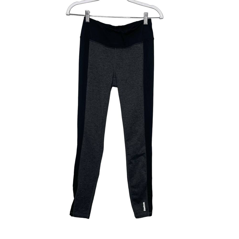 Women's‎ Reebok Leggings Activewear High Rise Skinny Ankle Sheer Gray Black S